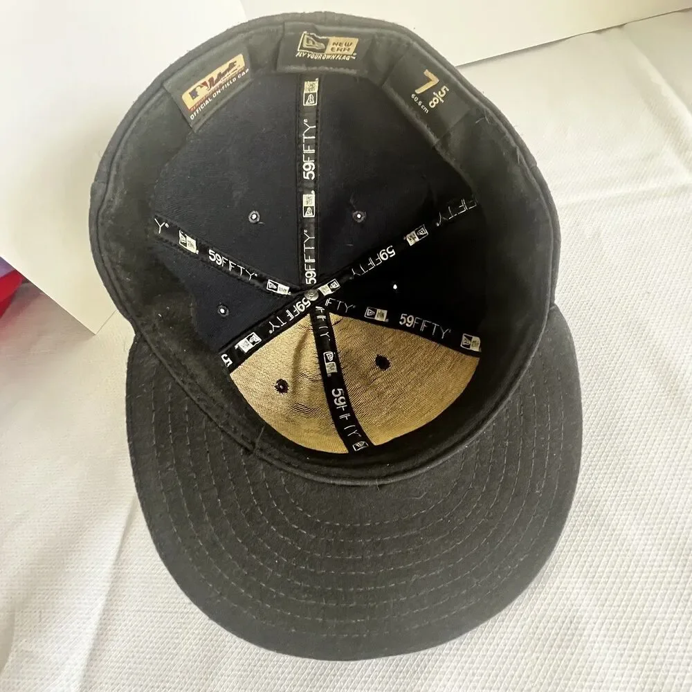 NEW - MLB ATLANTA BRAVES On Field New Era 59FIFTY Black Fitted 7 5/8